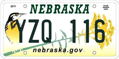 NE license plate YZQ116
