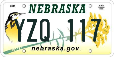 NE license plate YZQ117