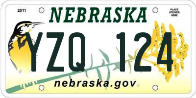 NE license plate YZQ124