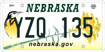 NE license plate YZQ135