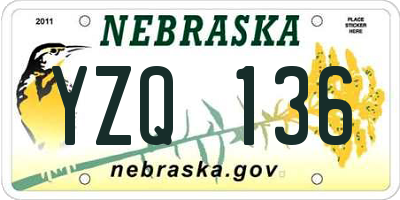 NE license plate YZQ136