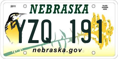 NE license plate YZQ191