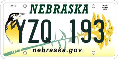 NE license plate YZQ193