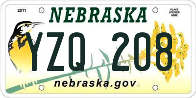 NE license plate YZQ208