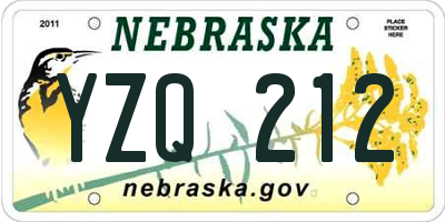 NE license plate YZQ212