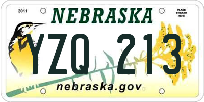 NE license plate YZQ213