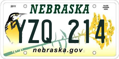 NE license plate YZQ214