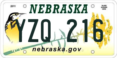 NE license plate YZQ216