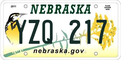 NE license plate YZQ217