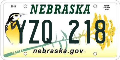 NE license plate YZQ218