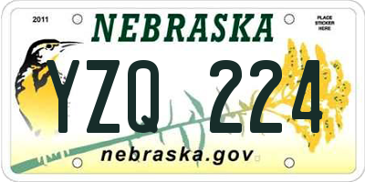 NE license plate YZQ224