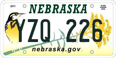 NE license plate YZQ226