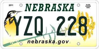 NE license plate YZQ228