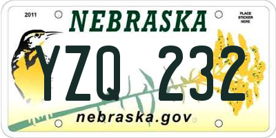 NE license plate YZQ232