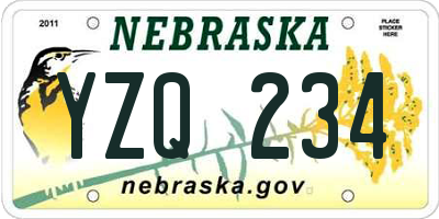NE license plate YZQ234