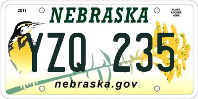 NE license plate YZQ235