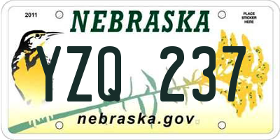 NE license plate YZQ237