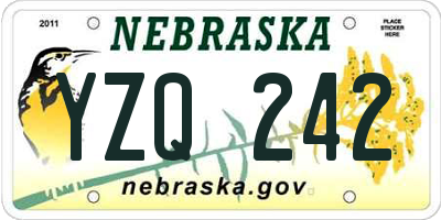 NE license plate YZQ242