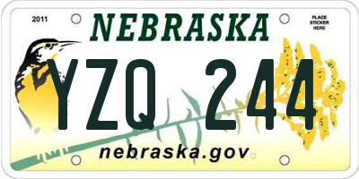 NE license plate YZQ244