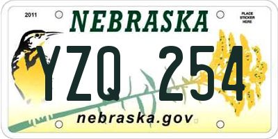 NE license plate YZQ254