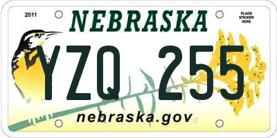 NE license plate YZQ255