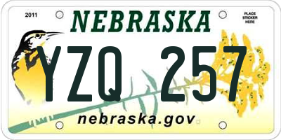 NE license plate YZQ257