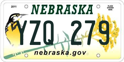 NE license plate YZQ279
