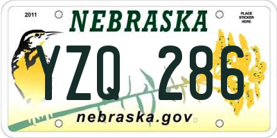 NE license plate YZQ286