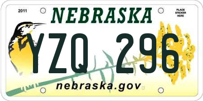 NE license plate YZQ296