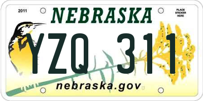 NE license plate YZQ311