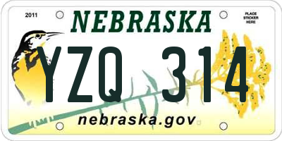 NE license plate YZQ314