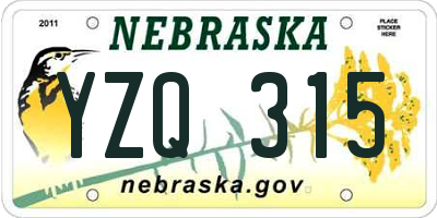 NE license plate YZQ315
