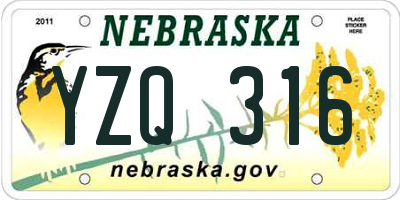 NE license plate YZQ316
