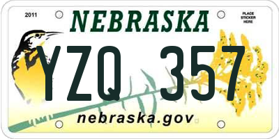 NE license plate YZQ357