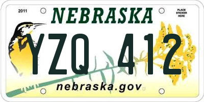 NE license plate YZQ412