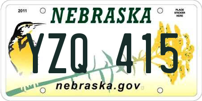 NE license plate YZQ415