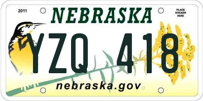 NE license plate YZQ418