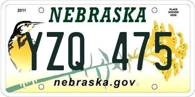 NE license plate YZQ475