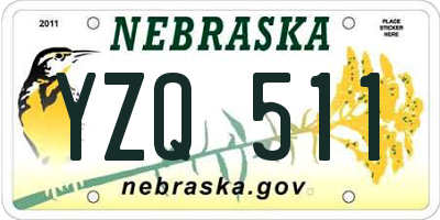 NE license plate YZQ511