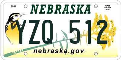 NE license plate YZQ512