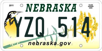 NE license plate YZQ514