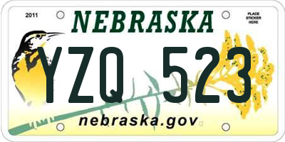 NE license plate YZQ523