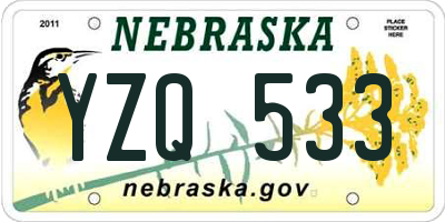 NE license plate YZQ533