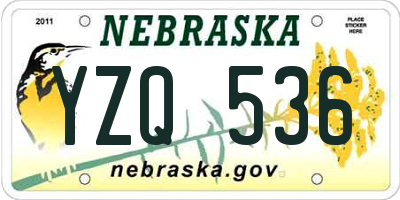 NE license plate YZQ536