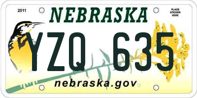 NE license plate YZQ635