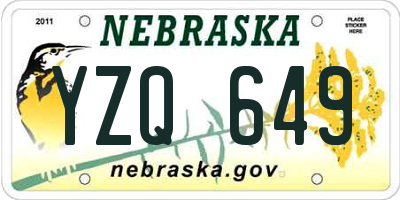NE license plate YZQ649