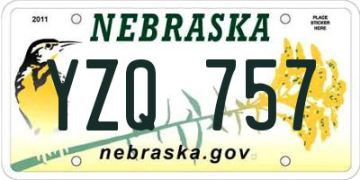 NE license plate YZQ757