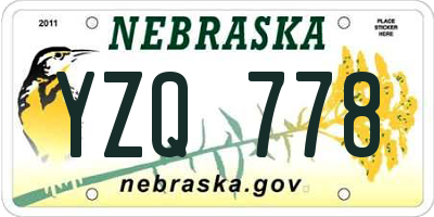 NE license plate YZQ778