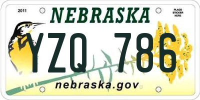 NE license plate YZQ786