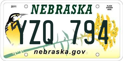 NE license plate YZQ794